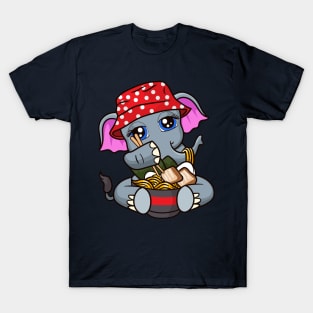 Elephant Eating Ramen Noodles T-Shirt